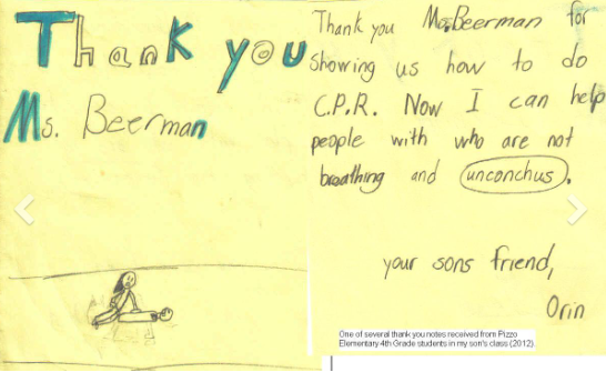 Handwritten thank-you note from a student